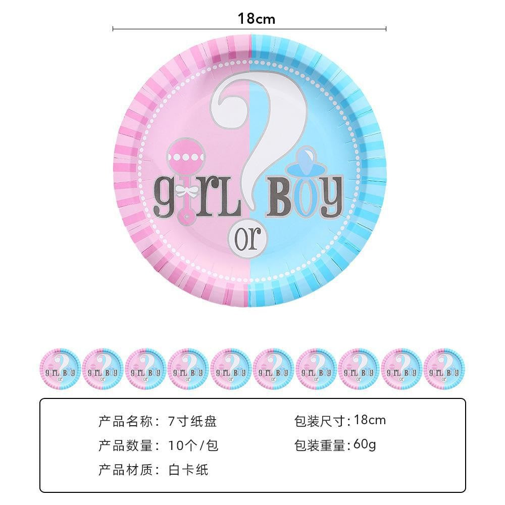 Set 10 farfurii Gender Reveal, 18 cm-0