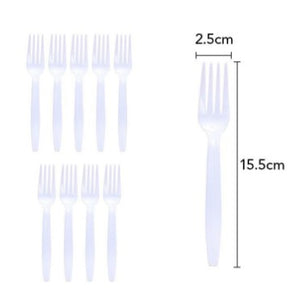 Set 10 furculite de unica folosinta 15.5 x 2.5 cm, alb-0