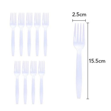 Set 10 furculite de unica folosinta 15.5 x 2.5 cm, alb-0