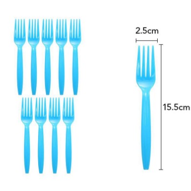 Set 10 furculite de unica folosinta 15.5 x 2.5 cm, albastru-0