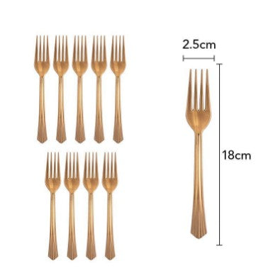 Set 10 furculite de unica folosinta 15.5 x 2.5 cm, bronz-0