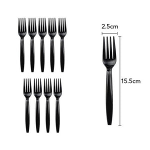 Set 10 furculite de unica folosinta 15.5 x 2.5 cm, negru-0