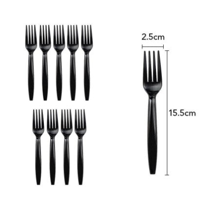 Set 10 furculite de unica folosinta 15.5 x 2.5 cm, negru-0