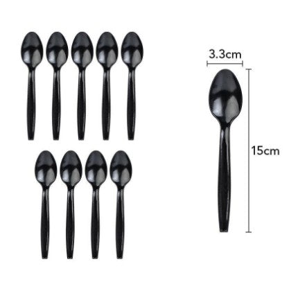 Set 10 linguna de unica folosinta 15 x 3.3 cm, negru-0