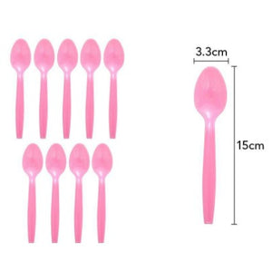 Set 10 linguna de unica folosinta 15 x 3.3 cm, roz-0