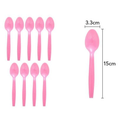 Set 10 linguna de unica folosinta 15 x 3.3 cm, roz-0
