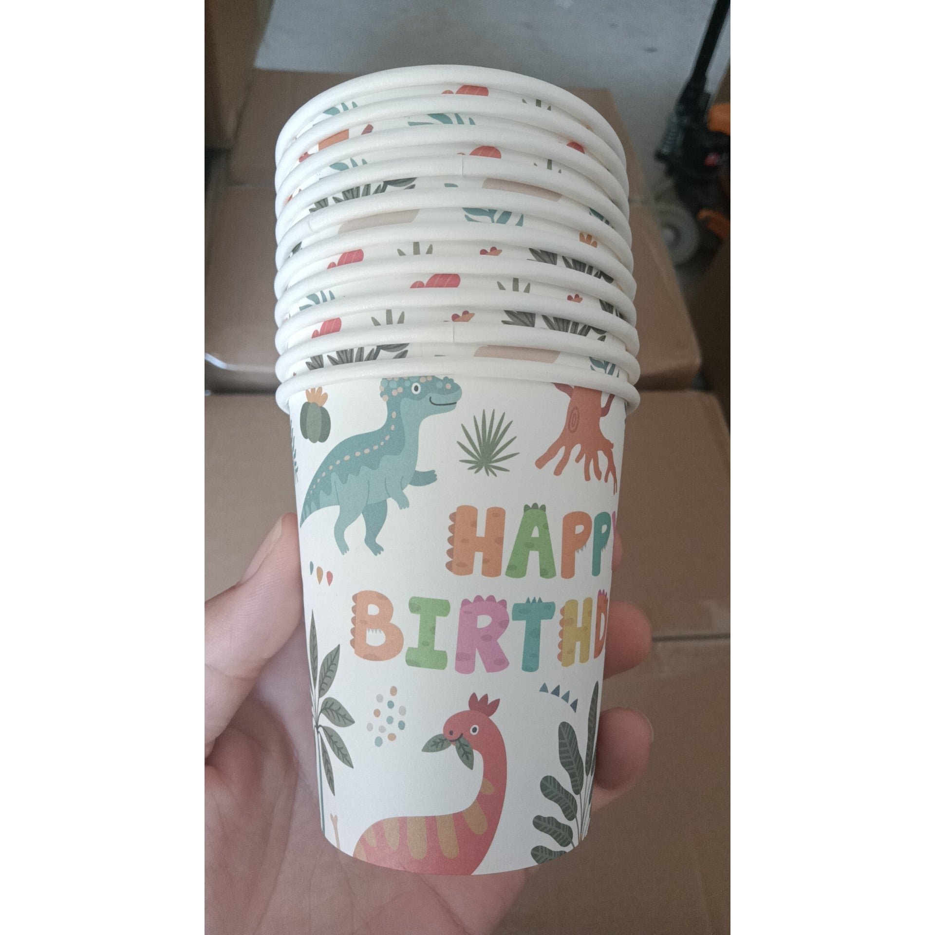 Set 10 pahare de carton cu design party, 250ml, model 1-0