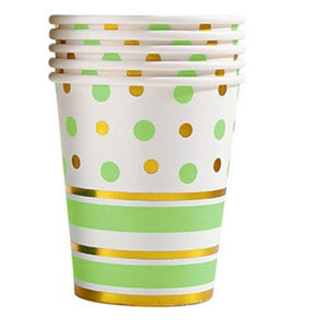 Set 10 pahare de carton, model buline colorate, 250ml, verde-0