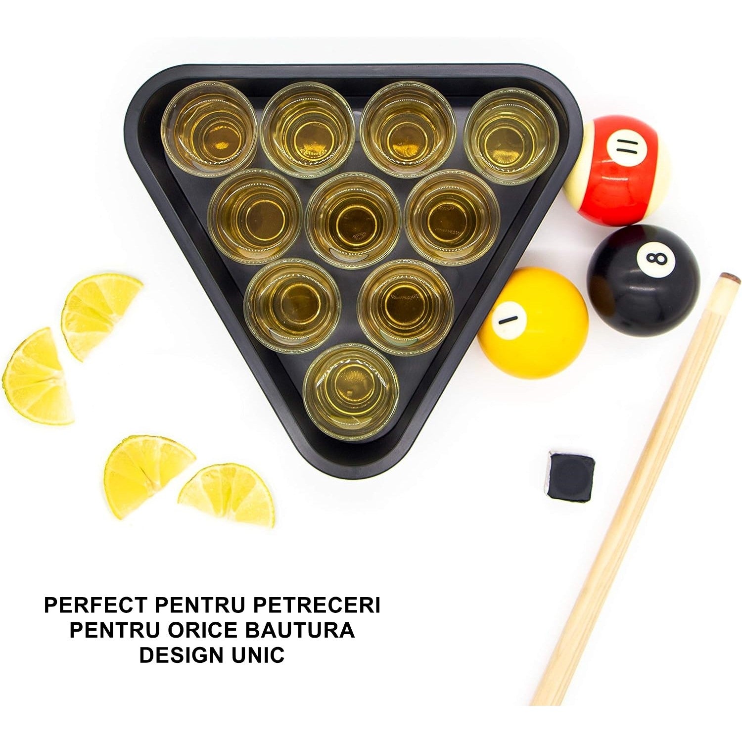 Set 10 pahare de shot Flippy, cu Suport de Biliard, 30 ml, din sticla, 10 x 10 cm, multicolor-2