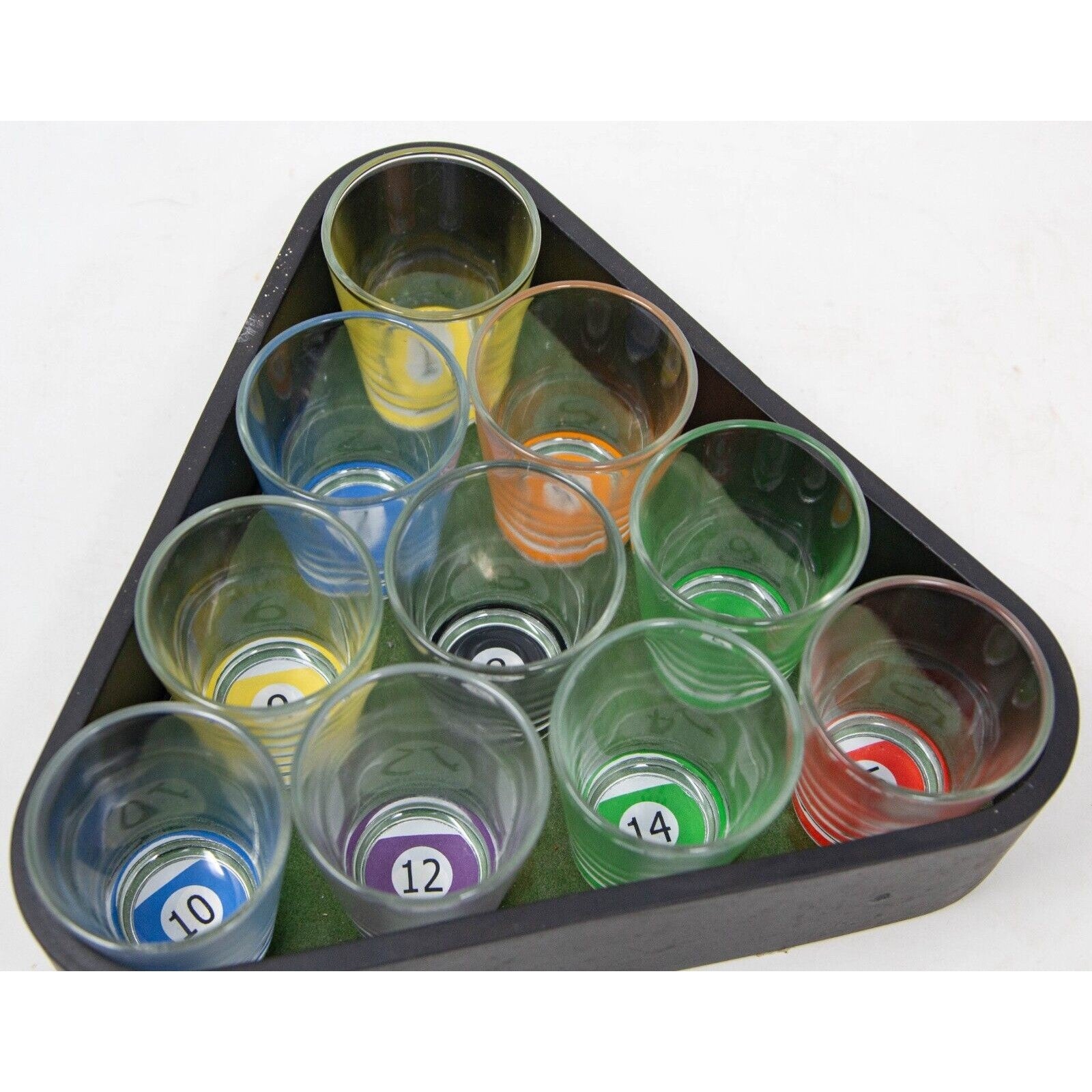 Set 10 pahare de shot Flippy, cu Suport de Biliard, 30 ml, din sticla, 10 x 10 cm, multicolor-3