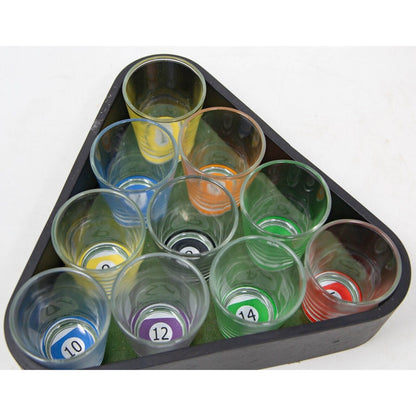 Set 10 pahare de shot Flippy, cu Suport de Biliard, 30 ml, din sticla, 10 x 10 cm, multicolor-3