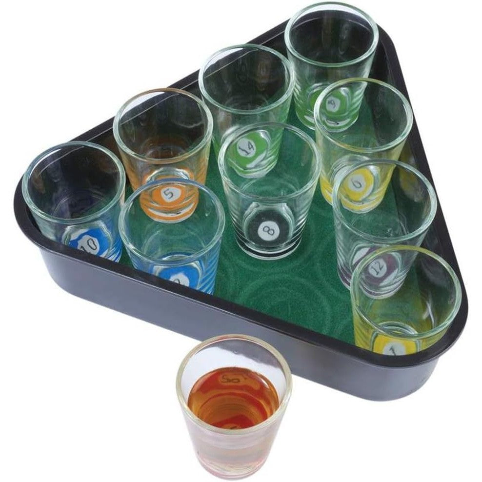 Set 10 pahare de shot Flippy, cu Suport de Biliard, 30 ml, din sticla, 10 x 10 cm, multicolor-0