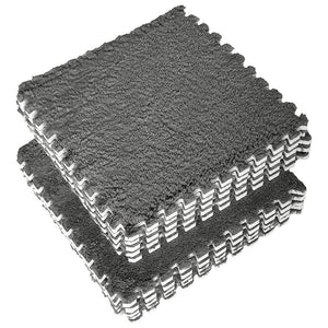 Set 10 Piese Covor tip Puzzle, Flippy, Spuma EVA, Pufos, 30 x 30 x 1 cm, Gri-0