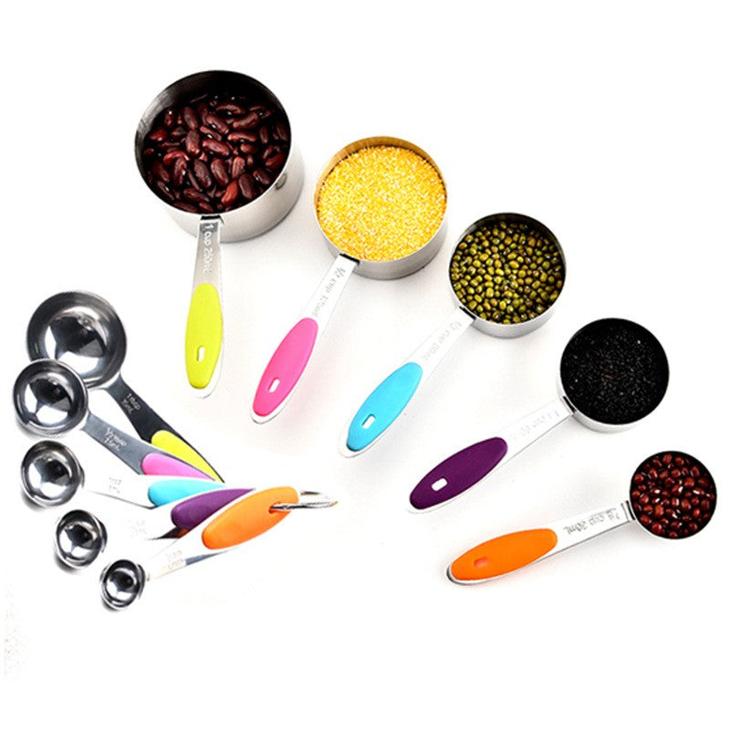 Set 10 Piese de Masurare, Flippy, 5 Linguri Gradate + 5 Cesti Gradate, Otel Inoxidabil + Silicon, 19 x 8 x 9 cm, Multicolor-5