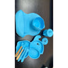 Set 10 Piese Diversificare Bebelusi si Copii din Silicon Flippy, Baveta, Farfurie Compartimentata cu Ventuza, Bol cu Ventuza, Tacamuri din Lemn si Silicon, cana pentru gustari, fara Alergeni, Model Elefant, Albastru-0