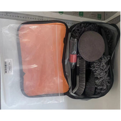 Set 10 Piese pentru Spalat Auto, Flippy, din Plastic si Microfibra, Perii si Lavete, Model C, Gri-6