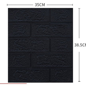 Set 10 Placi Tapet 3D Flippy,  35 x 38 cm, 3 mm, 1.33 mp, Negru-0