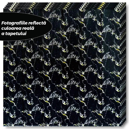 Set 10 Placi Tapet 3D, Flippy, 70 x 70 cm, Grosime 3 mm, din Rasina, Tip Placi de Lemn, Suprafata Acoperita 4.9 mp, Negru-6