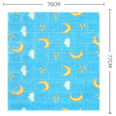 Set 10 Placi Tapet 3D Flippy, 70 x 77 cm, 3 mm, 5.3 mp, Model Luna, Albastru-0