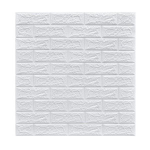 Set 10 Placi Tapet 3D, Flippy, 70 x 77 cm, Grosime 3 mm, din Polietilena, Model Caramida, Suprafata acoperita 5.3 mp, Alb-0
