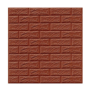 Set 10 Placi Tapet 3D, Flippy, 70 x 77 cm, Grosime 3 mm, din Polietilena, Model Caramida, Suprafata acoperita 5.3 mp, Maro-0