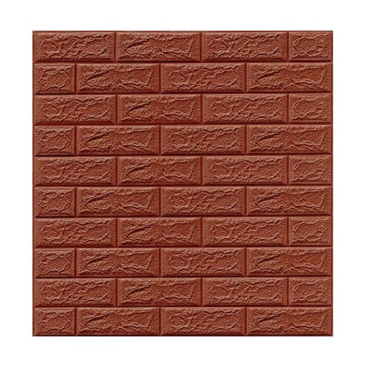 Set 10 Placi Tapet 3D, Flippy, 70 x 77 cm, Grosime 3 mm, din Polietilena, Model Caramida, Suprafata acoperita 5.3 mp, Maro-0