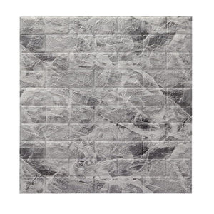 Set 10 Placi Tapet 3D, Flippy, 70 x 77 cm, Grosime 3 mm, din Polietilena, Model Caramida, Suprafata acoperita 5.3 mp, Marmura Gri-0