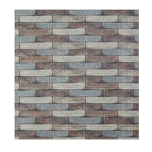 Set 10 Placi Tapet 3D, Flippy, 70 x 77 cm, Grosime 3 mm, din Polietilena, Model Caramida, Suprafata acoperita 5.3 mp, Piatra Colorata-0