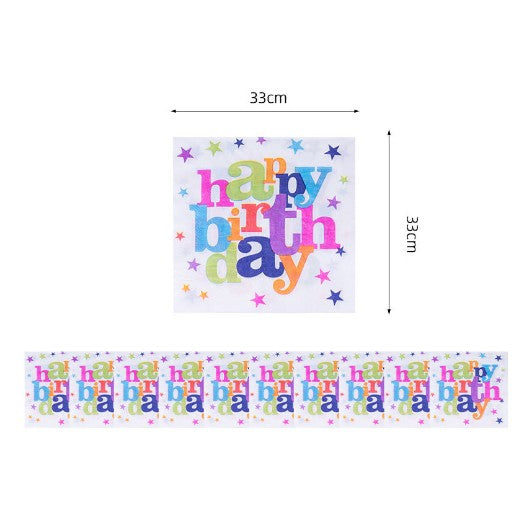 Set 10 Servetele Happy Birthday, Flippy, pentru Petrecere, 33x33 cm, Multicolor-0
