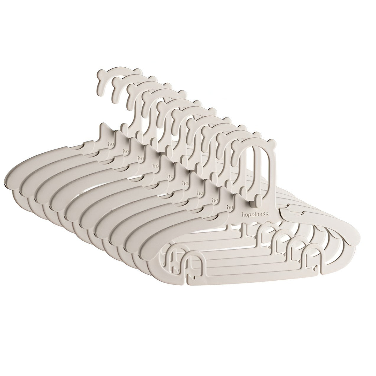 Set 10 Umerase pentru Copii, Flippy, Potrivite pentru Uscarea si Depozitarea Hainelor de Bebelusi, 28x16.7 cm, Crem-0