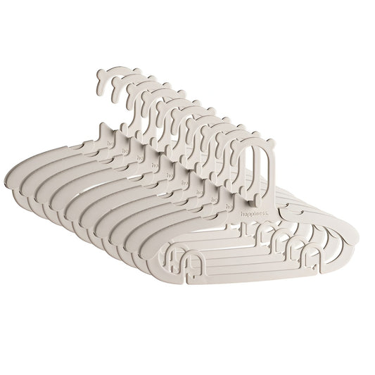 Set 10 Umerase pentru Copii, Flippy, Potrivite pentru Uscarea si Depozitarea Hainelor de Bebelusi, 28x16.7 cm, Crem-0