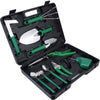 Set 10 Unelte de Gradina, Flippy, pentru Plantare Prelucrare Sol si Ingrijire Plante, Manere Verzi, Material PVC si Otel Inoxidabil, Cutie Inclusa, 37x28x7 cm, Negru-0