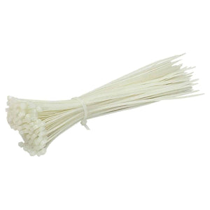 Set 100 Buc Soricei - Coliere de plastic, 100 mm x 3 mm, poliamida, Alb, Flippy-0