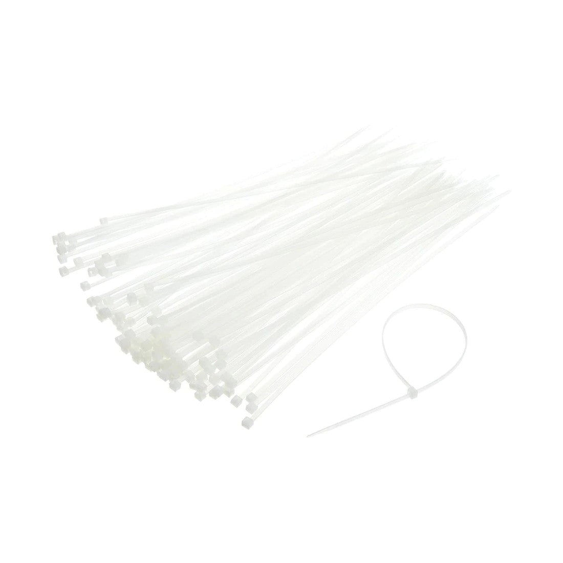 Set 100 Buc Soricei - Coliere de plastic, 100 mm x 3 mm, poliamida, Alb, Flippy-2