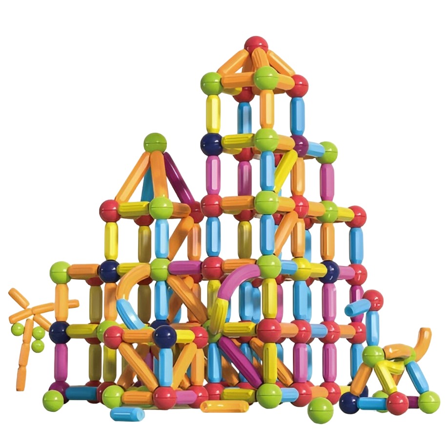 Set 100 Piese Magnetice de Constructie, Flippy, Magnetic Sticks, Bastonase si Bile, 3 Ani, ABS, Magnet, 24 x 18.5 x 14 cm, Multicolor-0