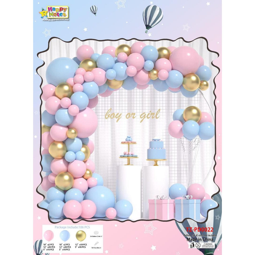 Set 106 Baloane din Latex, Flippy, Model Petrecere pentru Arcada, Baloane Party, 12 cm, 30 cm, 45 cm, Roz, Albastru, Gold-3