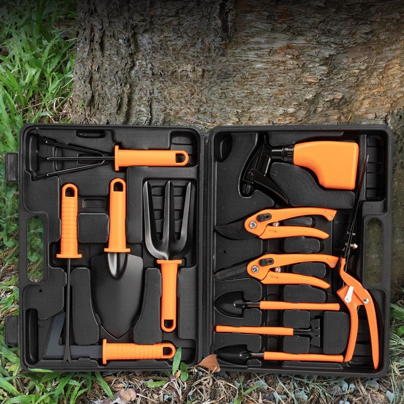 Set 12 accesorii pentru gradinarit Flippy, geanta depozitare inclusa, otel inoxidabil, 37 x 27 cm, portocaliu-4