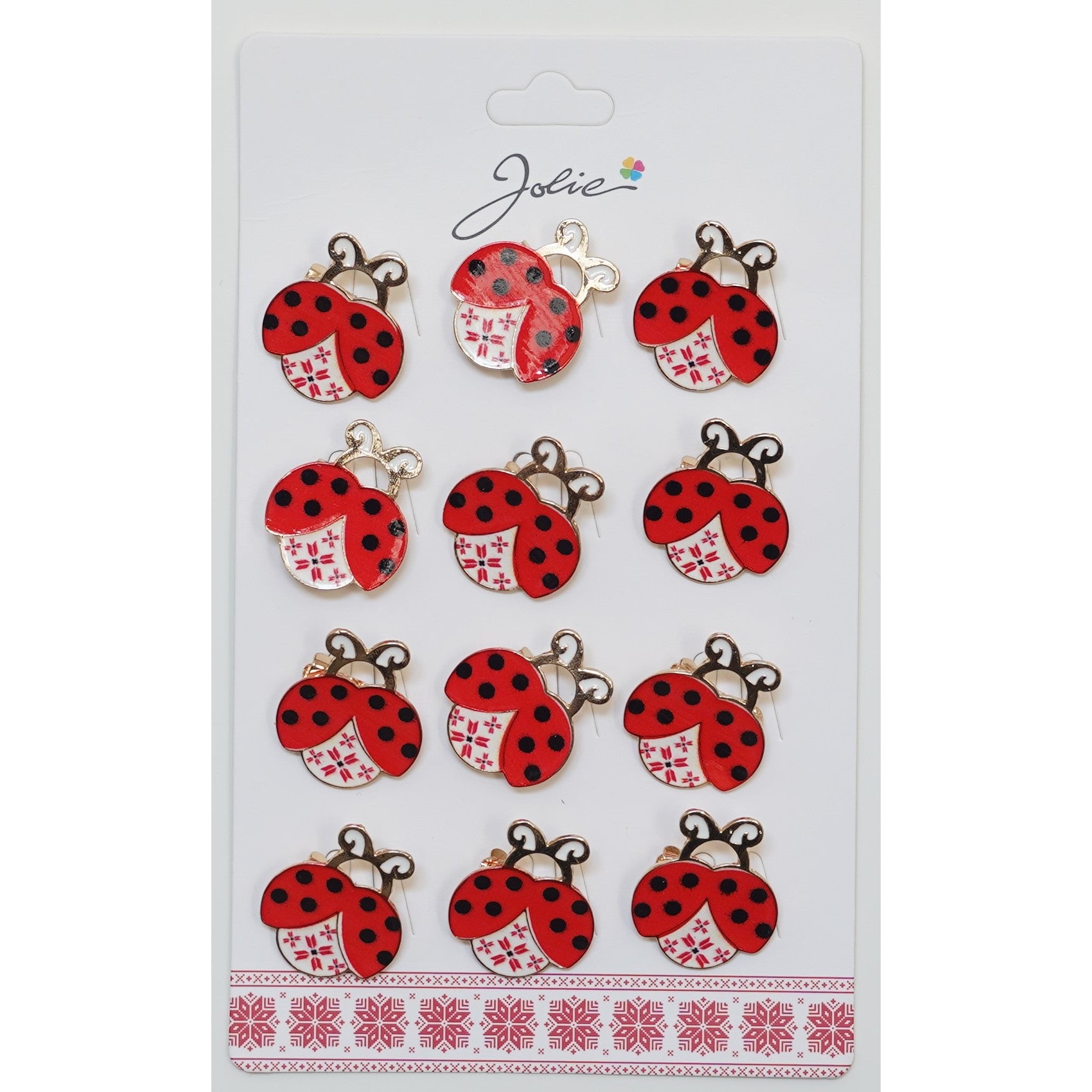 Set 12 Brose Martisor pentru Copii Buburuza cu Motiv Traditional-0