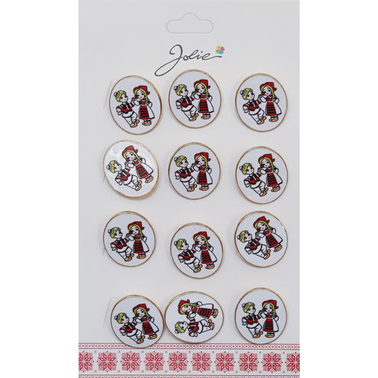 Set 12 Brose Martisor pentru Copii Baiat si Fata Imbracati Traditional-0