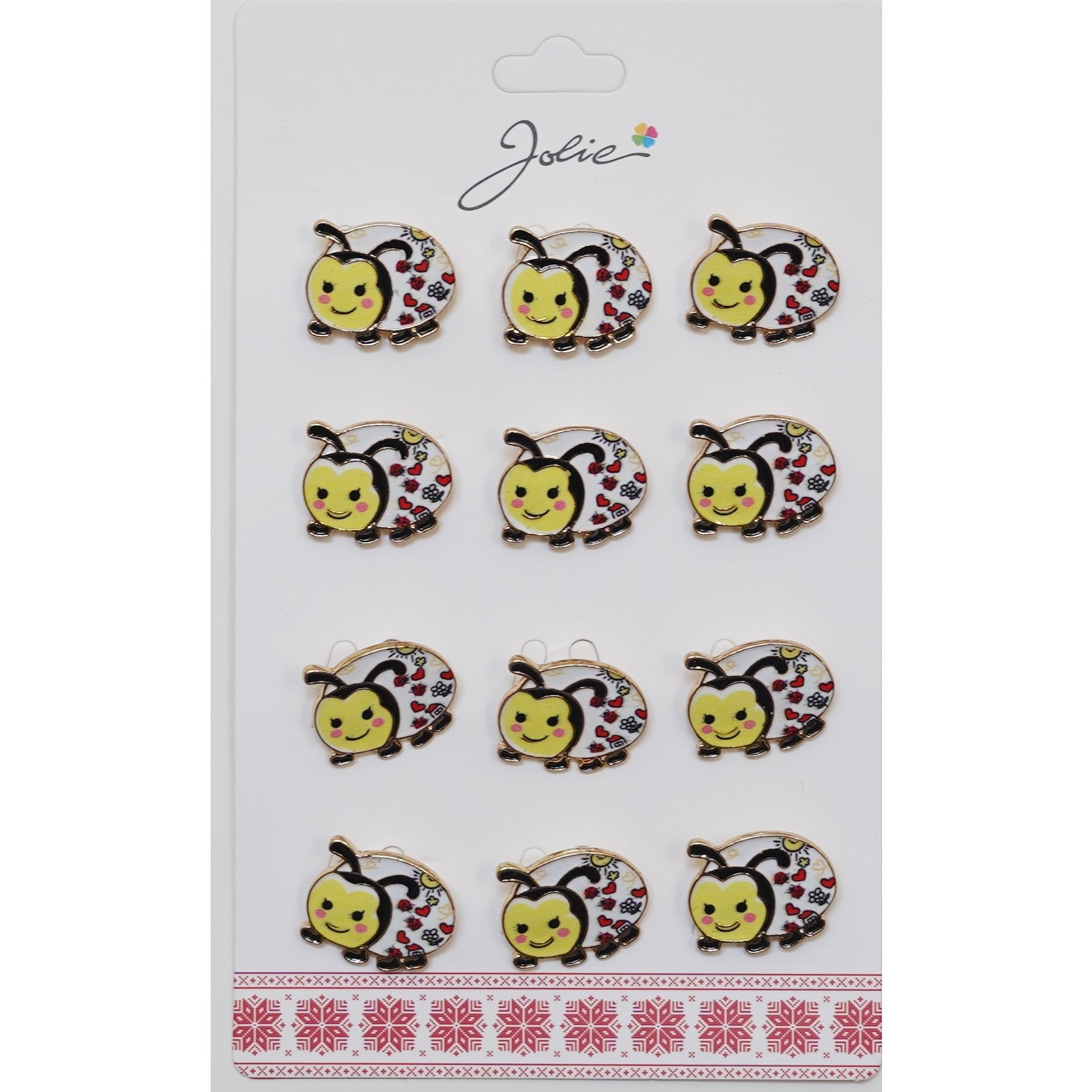 Set 12 Brose Martisor pentru Copii Buburuza Galbena-0