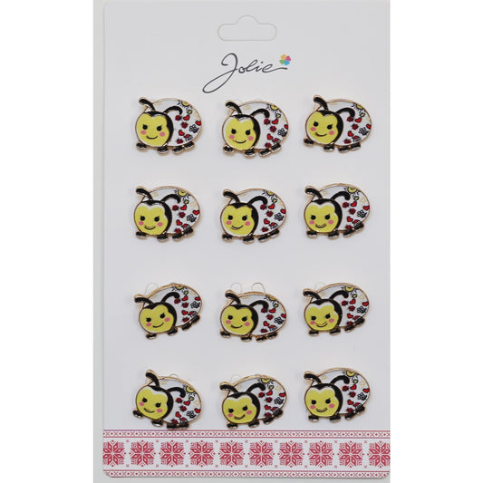 Set 12 Brose Martisor pentru Copii Buburuza Galbena-0