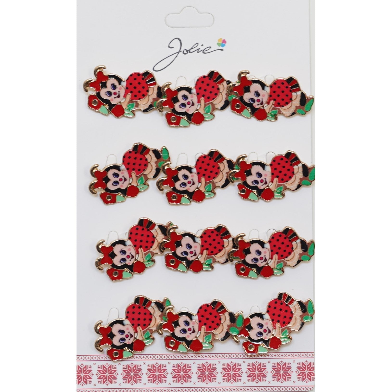 Set 12 Brose Martisor pentru Copii Buburuza pe Flori-0
