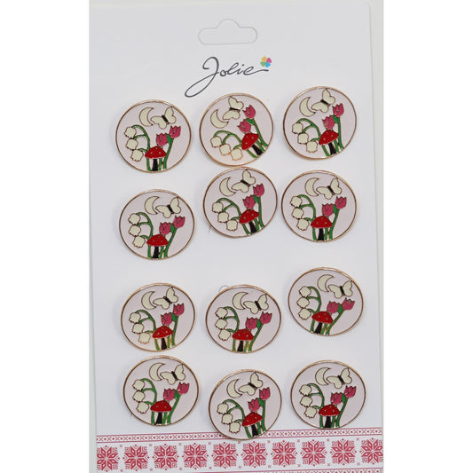 Set 12 Brose Martisor pentru Copii Fluture Luna Flori Ciuperci-0