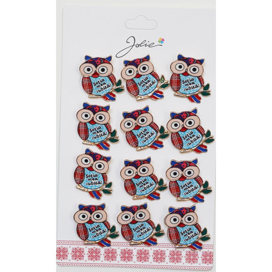 Set 12 Brose Martisor Primavara Bufnita cu Mesaj Sotia Mea Iubita-0