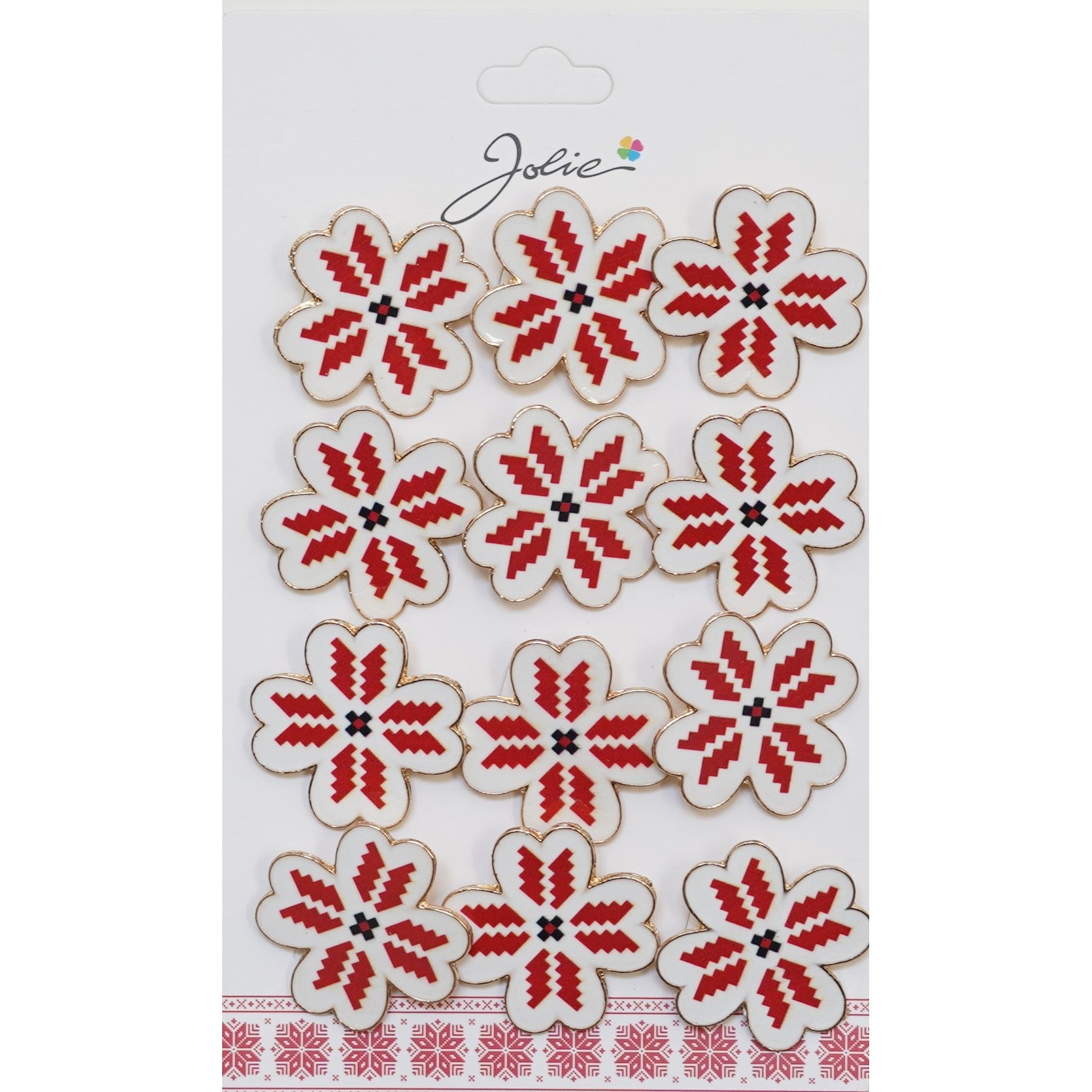 Set 12 Brose Martisor Primavara Trifoi cu Motiv Traditional Rosu-0