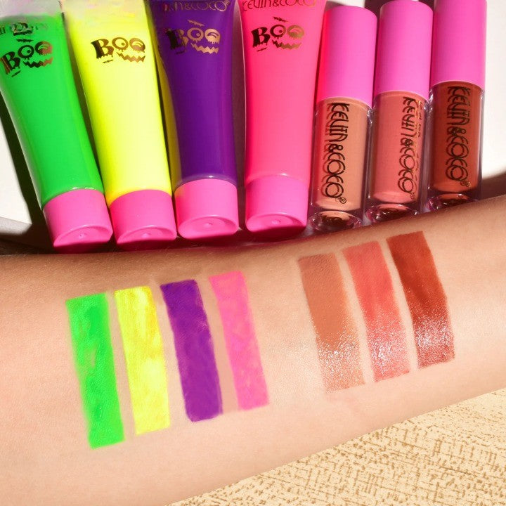 Set Produse de Pictat Fata, KEVIN & COCO, Halloween, 12 culori, 3 Rujuri, 4 Tuburi Vopsea, 25.5 x 20.5 x 2.6 cm, Multicolor-1