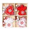 Set 12 Decoratiuni de Craciun din Lemn, Flippy, cu Snur pentru Agatare in Brad, Model Brazi si Ingerasi, Alb-Rosu-0