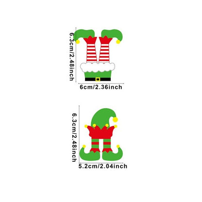 Set 12 Decoratiuni de Craciun din Lemn, Flippy, cu Snur pentru Agatare in Brad, Model Caciulite 6.3x5.2 cm si Pantaloni 6.3x6 cm, Multicolor-7