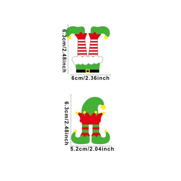 Set 12 Decoratiuni de Craciun din Lemn, Flippy, cu Snur pentru Agatare in Brad, Model Caciulite 6.3x5.2 cm si Pantaloni 6.3x6 cm, Multicolor-7