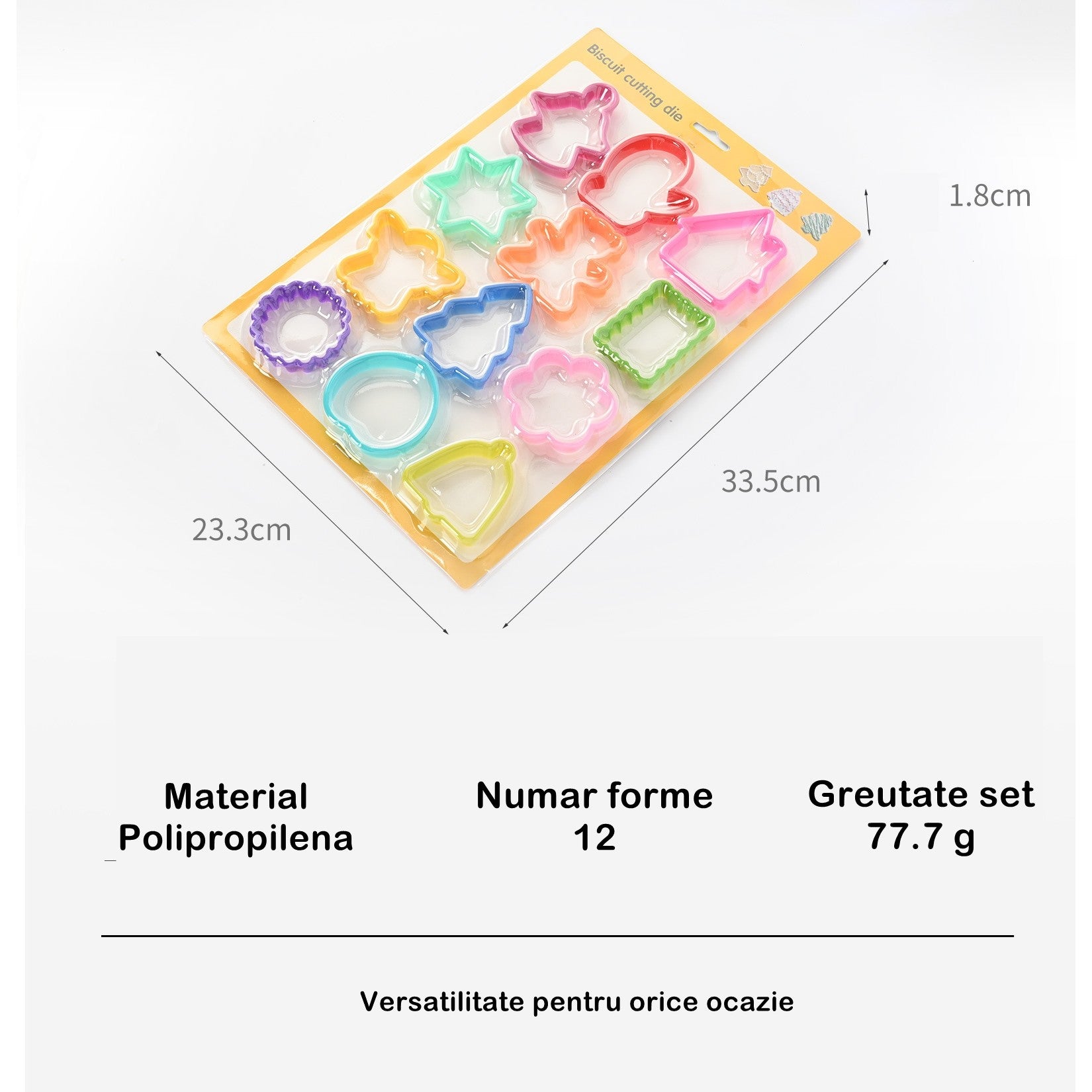 Set 12 forme pentru prajituri Flippy, material polipropilena, diverse forme, pentru orice ocazie,  adancime 1.6 cm, 23.3 x 33.5 x 1.8 cm, multicolor-1